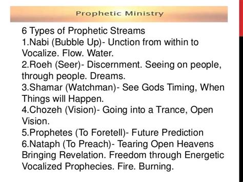 1 Cor 124 There are different kinds of gifts, but the same Spirit. . Six different types of prophets